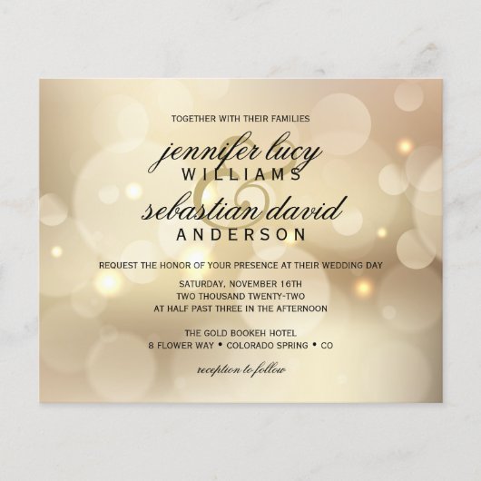 BUDGET Elegant Gold Bokeh Light Chic Wedding (Voorkant)