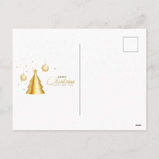 Budget Elegant Gold Coral Christmas 4 Photo  Feestdagenkaart (Achterkant)