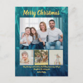 Budget Elegant Gold Coral Christmas 4 Photo  Feestdagenkaart (Voorkant)