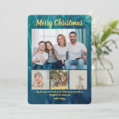Budget Elegant Gold Coral Christmas 4 Photo  Kaart (Staand voorkant)
