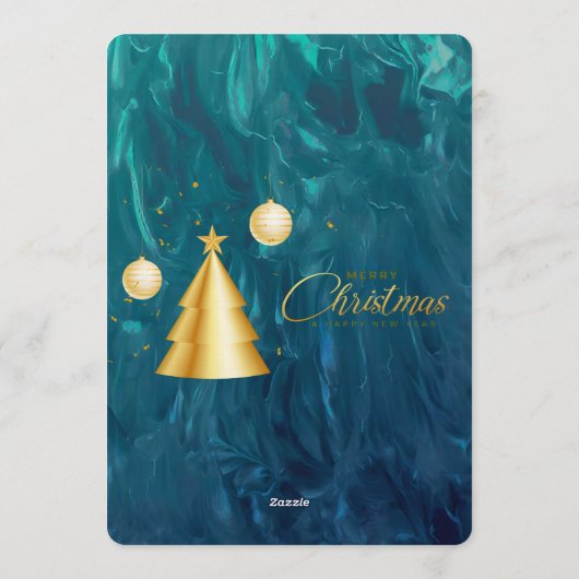 Budget Elegant Gold Coral Christmas 4 Photo  Kaart (Achterkant)