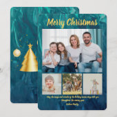 Budget Elegant Gold Coral Christmas 4 Photo  Kaart (Voorkant / Achterkant)
