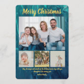 Budget Elegant Gold Coral Christmas 4 Photo  Kaart (Voorkant)