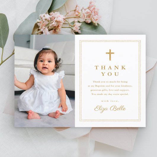 Budget Elegant Gold Cross Foto Baptisme Hartelijk 