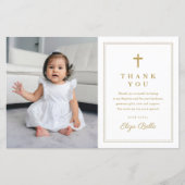 Budget Elegant Gold Cross Foto Baptisme Hartelijk  (Voorkant)