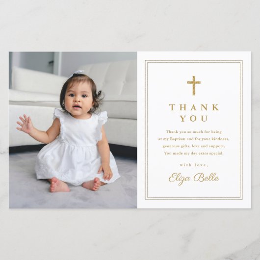 Budget Elegant Gold Cross Foto Baptisme Hartelijk  (Voorkant)
