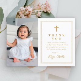 Budget Elegant Gold Cross Foto Baptisme Hartelijk Briefkaart