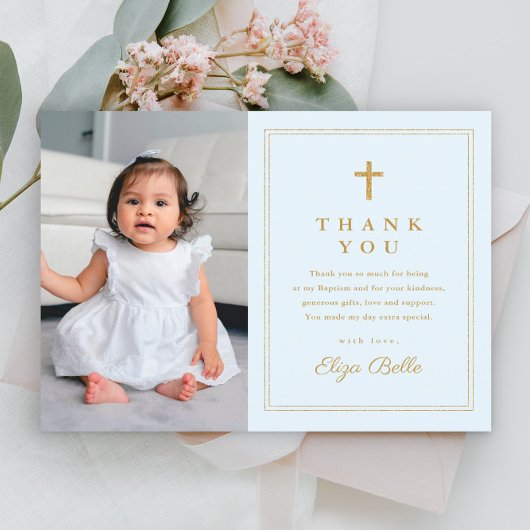 Budget Elegant Gold Cross Foto Baptisme Hartelijk Briefkaart