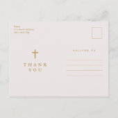 Budget Elegant Gold Cross Foto Baptisme Hartelijk Briefkaart (Achterkant)