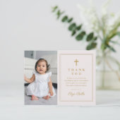 Budget Elegant Gold Cross Foto Baptisme Hartelijk Briefkaart (Staand voorkant)