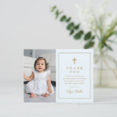 Budget Elegant Gold Cross Foto Baptisme Hartelijk Briefkaart (Staand voorkant)