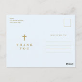 Budget Elegant Gold Cross Foto Baptisme Hartelijk Briefkaart (Achterkant)