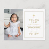Budget Elegant Gold Cross Foto Baptisme Hartelijk  Briefkaart (Voorkant)