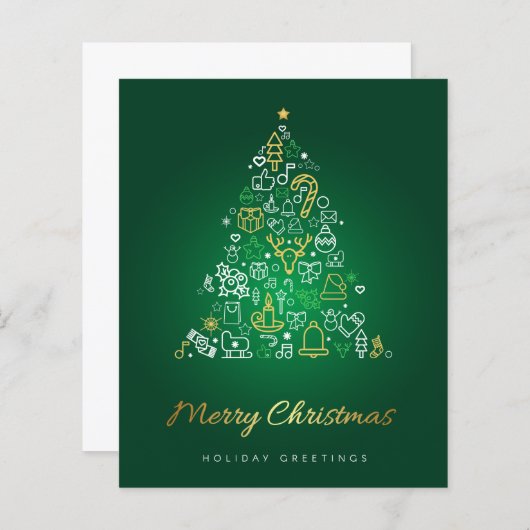 Budget Elegant Gold en Green Merry-Kaart voor kers (Voorkant / Achterkant)