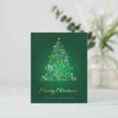 Budget Elegant Gold en Green Merry-Kaart voor kers (Staand voorkant)