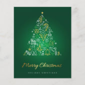 Budget Elegant Gold en Green Merry-Kaart voor kers (Voorkant)