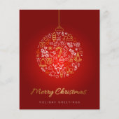 Budget Elegant Gold en Red Merry-Kaart voor kerstm (Voorkant)