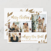 Budget Elegant Gold Foliage Photo-kerstkaart (Voorkant / Achterkant)