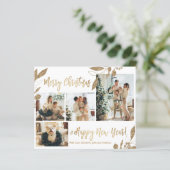 Budget Elegant Gold Foliage Photo-kerstkaart (Staand voorkant)