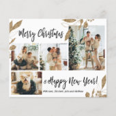 Budget Elegant Gold Foliage Photo-kerstkaart (Voorkant)