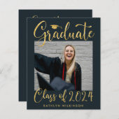 BUDGET Elegant Gold Glitter Blue AFSTUDEERDER kond (Voorkant / Achterkant)