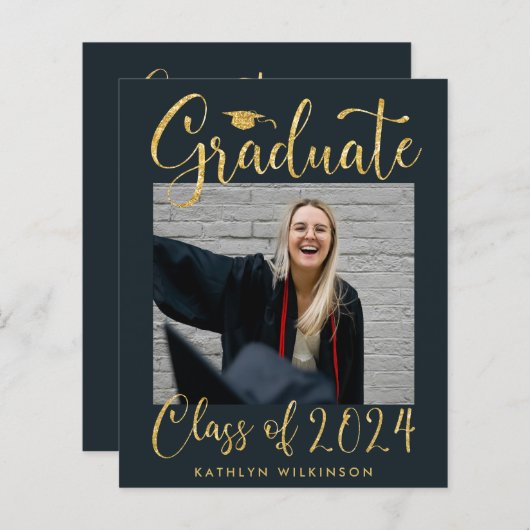 BUDGET Elegant Gold Glitter Blue AFSTUDEERDER kond (Voorkant / Achterkant)