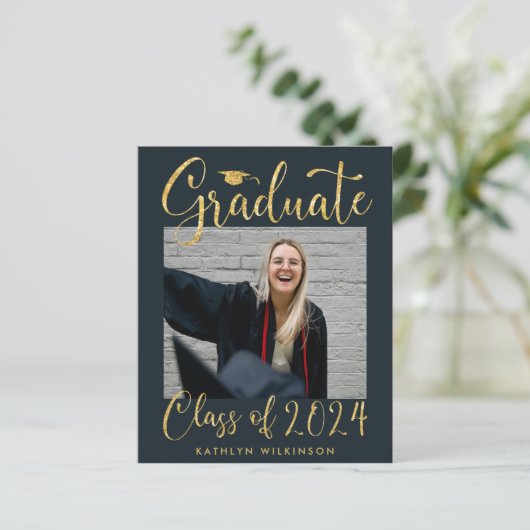 BUDGET Elegant Gold Glitter Blue AFSTUDEERDER kond (Staand voorkant)