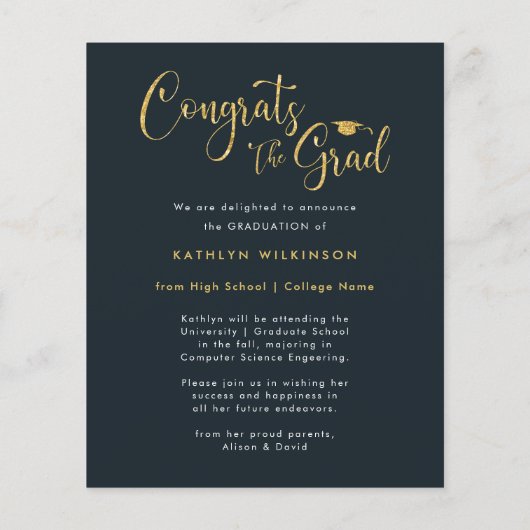 BUDGET Elegant Gold Glitter Blue AFSTUDEERDER kond (Achterkant)