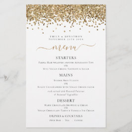 Budget Elegant Gold Glitter Wedding Menu