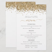 Budget Elegant Gold Glitter Wedding Menu (Voorkant / Achterkant)