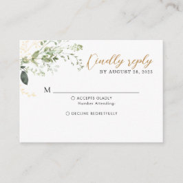 BUDGET Elegant Gold Greenery Eucalyptus Wedding Informatiekaartje