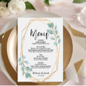 Budget Elegant Gold Greenery Flat Menu Kaart