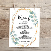 Budget Elegant Gold Greenery Flat Menu Kaart