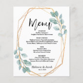 Budget Elegant Gold Greenery Flat Menu Kaart (Voorkant)