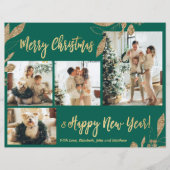 Budget Elegant Gold Leafy-fotokerstkaart (Voorkant)