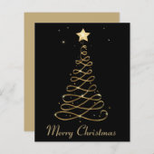 Budget Elegant Gold Merry-kerstboom Kaart (Voorkant / Achterkant)