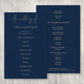 Budget Elegant Gold Navy Blue Wedding Programme