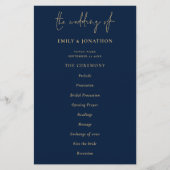 Budget Elegant Gold Navy Blue Wedding Programme (Voorkant)
