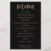 Budget Elegant Gold Script Black Weduwmenu (Voorkant)