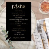 Budget Elegant Gold Script Black Weduwmenu