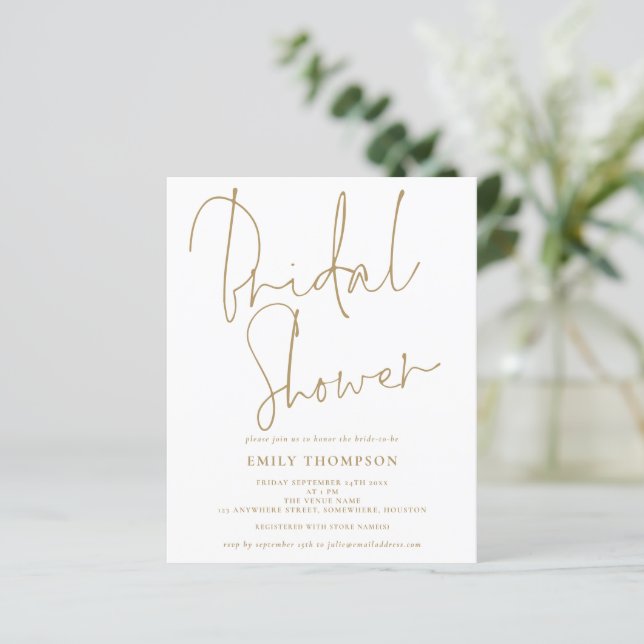 Budget Elegant Gold Script Vrijgezellenfeest Uitno (Staand voorkant)
