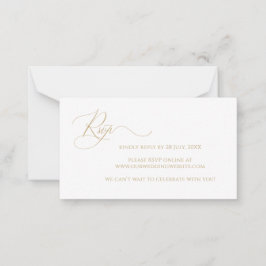 Budget Elegant Gold Script Wedding RSVP Kaart Notitiekaartje