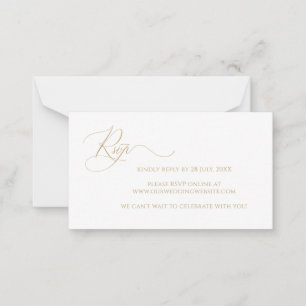 Budget Elegant Gold Script Wedding RSVP Kaart Notitiekaartje