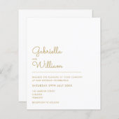 Budget Elegant Gold Script Weduwen Uitnodiging (Voorkant / Achterkant)