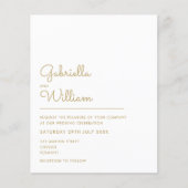 Budget Elegant Gold Script Weduwen Uitnodiging (Voorkant)