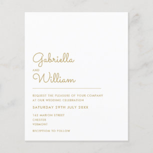 Budget Elegant Gold Script Weduwen Uitnodiging