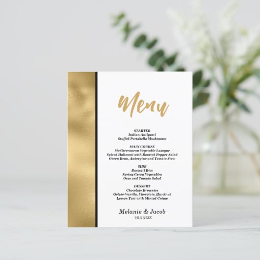 Budget Elegant Gold Scripting Flat Menu Kaart (Staand voorkant)