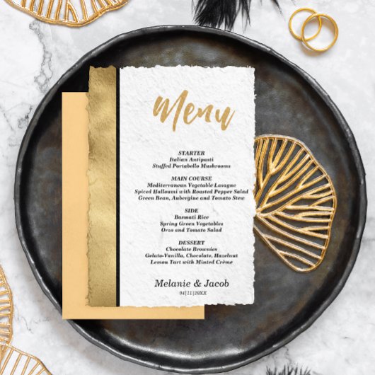 Budget Elegant Gold Scripting Flat Menu Kaart