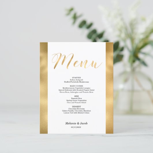 Budget Elegant Gold Scripting Flat Menu Kaart (Staand voorkant)