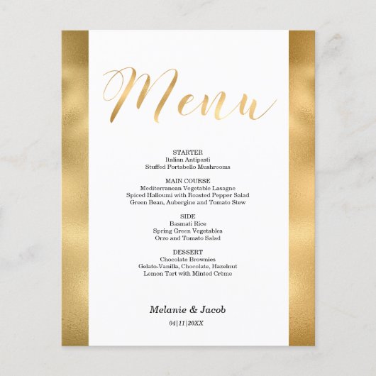Budget Elegant Gold Scripting Flat Menu Kaart (Voorkant)